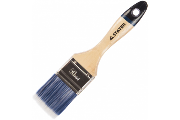 Кисть для воднодисперсионных и акриловых ЛКМ STAYER EURO АQUA плоская, искусственная щетина, деревянная ручка, 2/50мм 01062-050