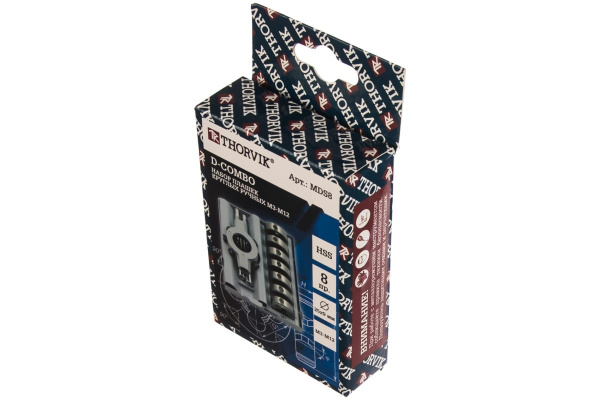Набор круглых ручных плашек Thorvik D-COMBO М3-М12, HSS, 8 предметов MDS8 52885