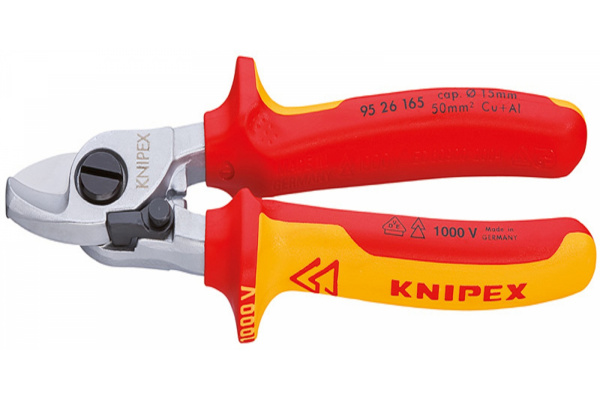 Кабелерез KNIPEX VDE, пружина, рез: кабель 15 мм, 50 мм, AWG 10, L-165 мм KN-9526165SB