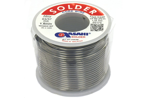 Припой (1.6 мм, 0.25 кг, Sn63/Pb37, СF60 флюс RA) ASAHI 00-00004404 Припой (1.6 мм, 0.25 кг, Sn63/Pb37, СF60 флюс RA) ASAHI 00-00004404