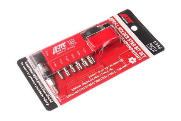 Набор вставок 1/4 DR торкс с отверстием T10H-T40H и Г-образным держателем 8шт JTC 5358