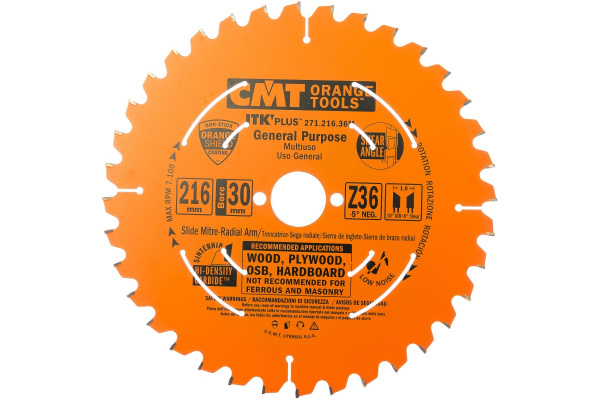 Диск пильный по дереву (216х30х1,8/1,2 мм; Z36) CMT 271.216.36M