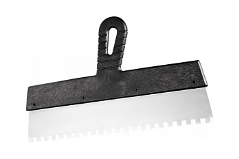 Шпатель Сибртех из нержавеющей стали150 мм зуб 8x8 мм пластмассовая ручка 85471