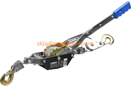 Ручная рычажная лебедка СИБИН тросовая 2т 3м 43125-2