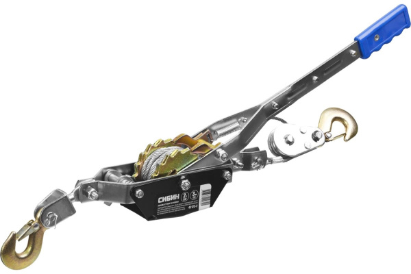 Ручная рычажная лебедка СИБИН тросовая 2т 3м 43125-2