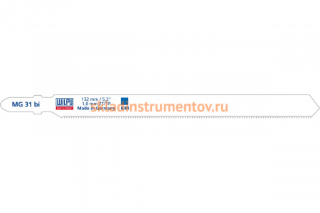 Пилка по металлу MG 31 bi (5 шт; 132х9.8х1 мм; 105 мм; 25 TPI; BiM) WILPU 257100005