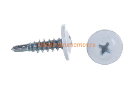 Саморезы с прессшайбой и сверлом по листовому металлу до 2мм Зубр окрашенные в RAL-9003 PH2 4,2х16мм 500шт 300211-42-016-9003