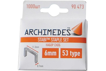 Набор скоб Stabi 6 мм, 1000 шт Archimedes 90473