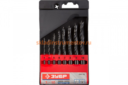 Набор сверл спиральных по дереву Профессионал (8 шт; 3-10 мм; М-образная заточка) Зубр 29421-H8_z01