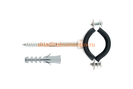 Сантехнический хомут СИБРТЕХ д/труб 39-46 1 1/4", резин, упл шпилька+дюбель 48167