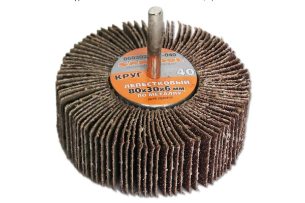 Круг лепестковый по металлу для дрели 80x30x6 мм, P40 SANTOOL 060302-003-040