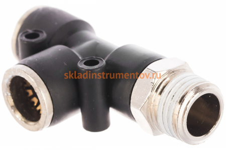 Фитинг Т-образный с наружной резьбой (8 мм; 1/4") для пластиковых трубок ROCKFORCE RF-SPD08-02