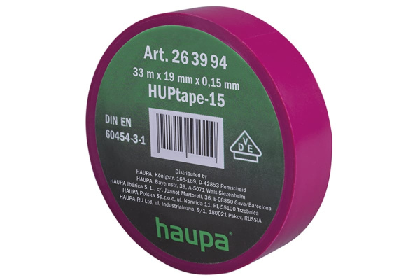 Изолента ПВХ HAUPA 19 мм x 33 м, цвет фиолетовый 263894