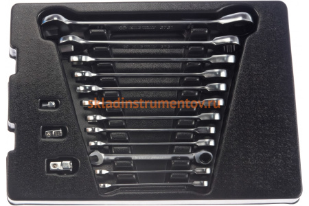 Набор трещоточных комбинированных ключей (ложемент, 15 предметов) KING TONY 9-10115MR