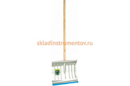 Снеговая оцинкованная лопата с черенком 430х370мм, металлическая окантовка СИБРТЕХ Россия 61596