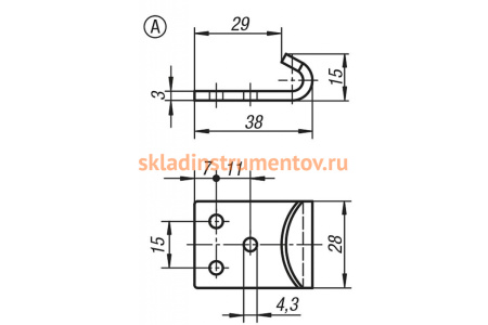 Накидная защелка со скобой KIPP K0051.1611451.9143381