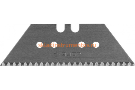 Трапециевидные серрейторные лезвия Зубр Эксперт улучшенная инструментальная сталь У8А тип А24 в боксе 10 шт. 09718-24-10