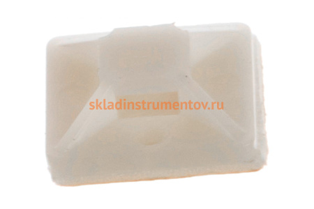 Самоклеющаяся площадка под хомут-стяжку Зубр ПХС  белая, 20 x 20 мм, 100 шт, нейлоновая, 30915-20