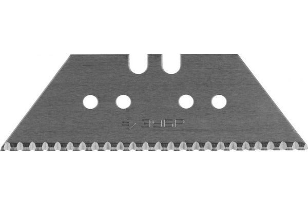 Трапециевидные серрейторные лезвия Зубр Эксперт улучшенная инструментальная сталь У8А тип А24 в боксе 10 шт. 09718-24-10