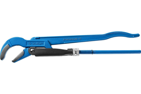 Трубный рычажный ключ ЗУБР ПРОФЕССИОНАЛ, изогнутые губки, цельнокованый, Сr-V, № 2, 1,5" 27337-2_z01