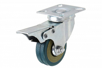 Колесо серая резина поворотное с тормозом SCGB M 25 50 мм MFK-TORG 3054050