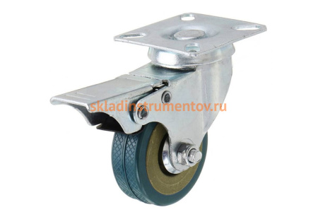 Колесо серая резина поворотное с тормозом SCGB93 75 мм MFK-TORG 3054075