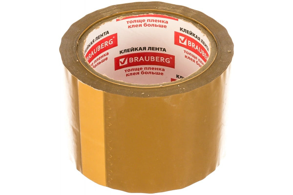 Клейкая лента BRAUBERG 72 мм х 66 м, упаковочная, коричневая, 45 мкм, 440110