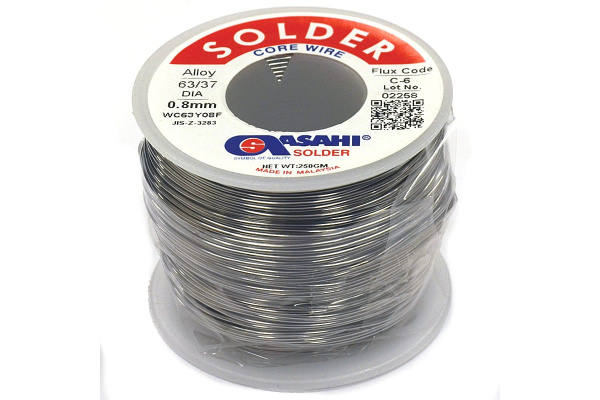 Припой (0.8 мм, 0.25 кг, Sn63/Pb37, С-6 водорастворимый флюс) ASAHI 00-00004279