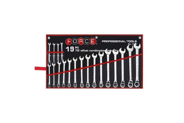 Набор комбинированных ключей 19 предметов 75 градусов от 6 мм до 24 мм FORCE 5192