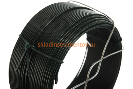 Проволока с ПВХ покрытием СИБРТЕХ зеленая 1,5мм длина 50м 47772