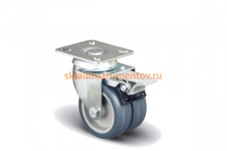 Колесо аппаратное сдвоенное поворотное с тормозом 50 мм MFK-TORG ET01 MKT 50 F
