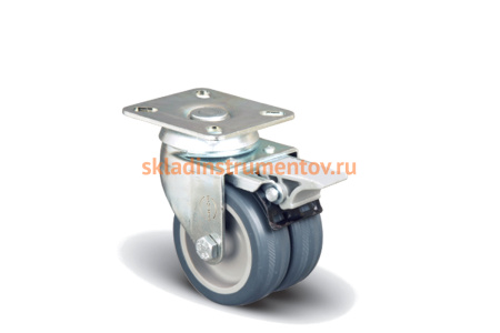 Колесо аппаратное сдвоенное поворотное с тормозом 50 мм MFK-TORG ET01 MKT 50 F