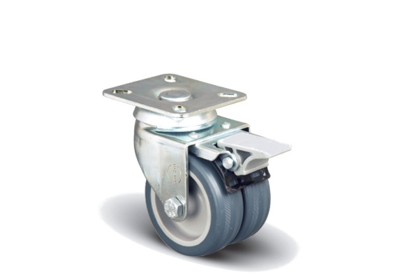 Колесо аппаратное сдвоенное поворотное с тормозом 50 мм MFK-TORG ET01 MKT 50 F