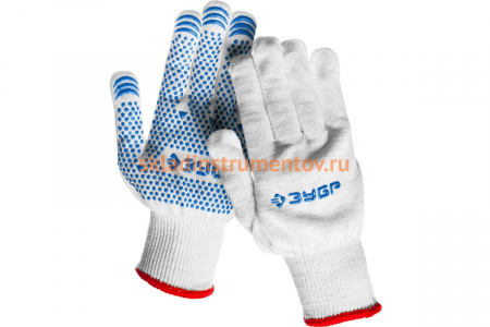 Перчатки трикотажные с защитой от скольжения (12 класс; размер S-M) "ЭКСПЕРТ" ЗУБР 11451-S