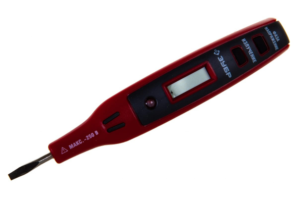 Цифровой тестер напряжения со световым индикатором Зубр "МАСТЕР" 45240