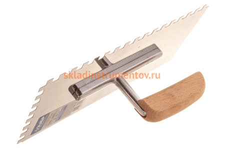 Нержавеющая зубчатая гладилка ПРОФЕССИОНАЛ с деревянной ручкой Зубр 0806-08_z01