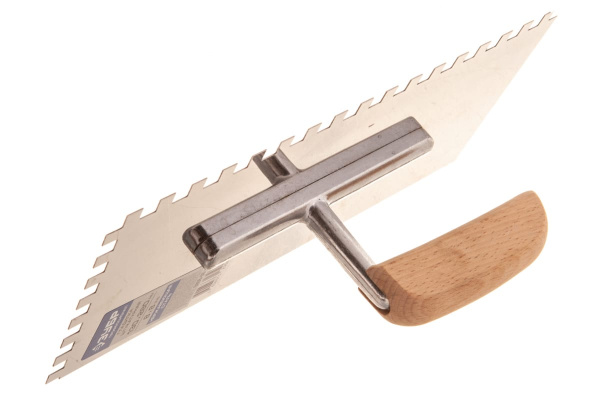 Нержавеющая зубчатая гладилка ПРОФЕССИОНАЛ с деревянной ручкой Зубр 0806-08_z01