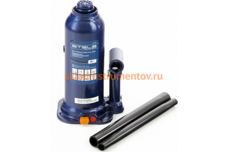 Гидравлический бутылочный домкрат 6 т, h подъема 207–404 мм, в пластиковом кейсе STELS 51176