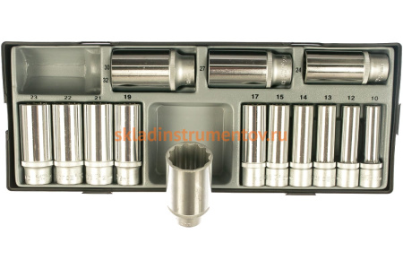 Набор головок длинных 12-гранных, 1/2", 14 шт. FORCE T4143-9