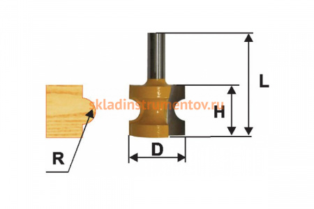Фреза кромочная полустержневая (34.9х35 мм; R 9.5 мм; хвостовик 12 мм) по дереву Энкор 9313