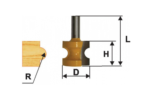 Фреза кромочная полустержневая (34.9х35 мм; R 9.5 мм; хвостовик 12 мм) по дереву Энкор 9313