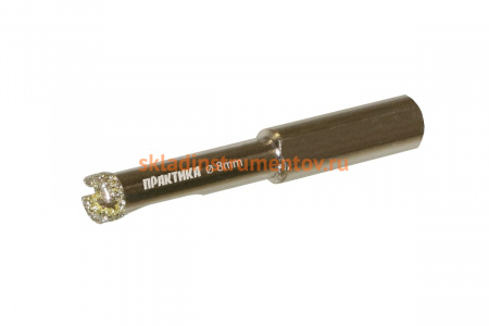 Коронка алмазная по керамограниту/керамике Профи (8х65 мм) ПРАКТИКА 917-514