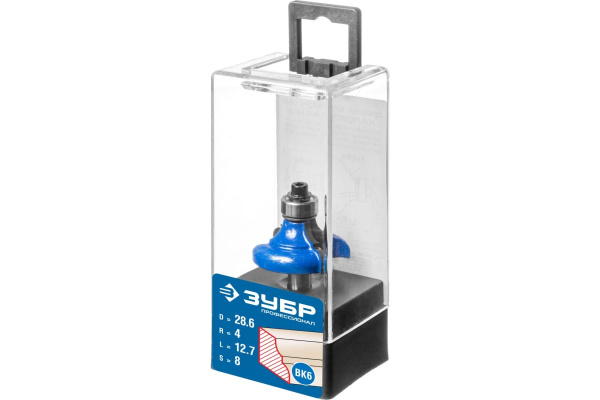 Фреза кромочная калевочная №3 ПРОФЕССИОНАЛ (28.6х12х52 мм; R4 мм; хвостовик 8 мм) Зубр 28703-28.6