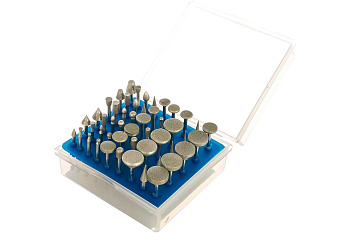 Набор мини-насадок с алмазным напылением ПРОФЕССИОНАЛ в пластиковом боксе (Р 180; хвостовик 3 мм; 50 предметов) Зубр 33383-H50