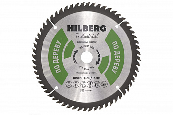 Диск пильный Industrial Дерево (185x20/16 мм; 60Т) Hilberg HW187