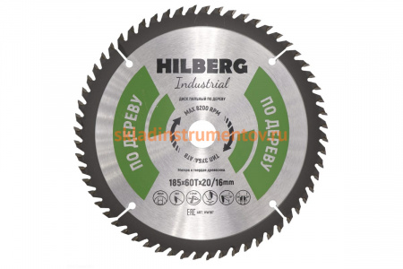 Диск пильный Industrial Дерево (185x20/16 мм; 60Т) Hilberg HW187