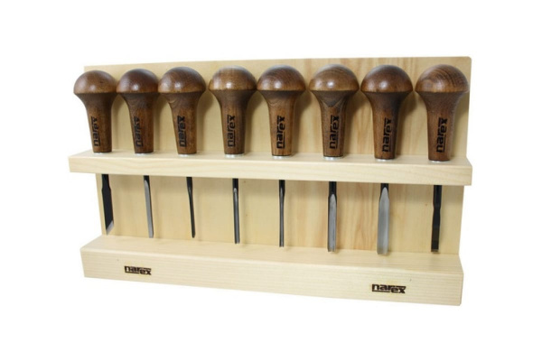 Набор из 8 резцов с деревянной ручкой в деревянной подставке NAREX Profi 868700