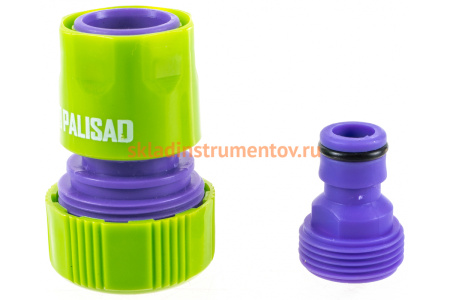 Пластмассовый соединитель-адаптер Palisad 3/4" внешняя резьба соединитель шланга 3/4" 65755