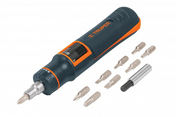 Отвертка с трещоткой и битами TRUPER 11 предметов 14145
