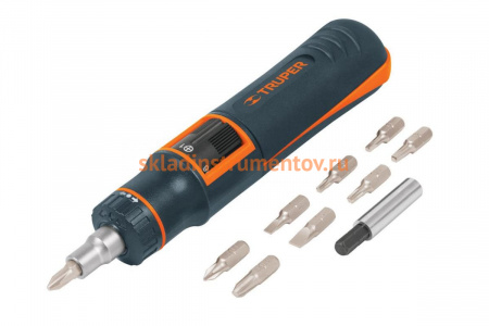 Отвертка с трещоткой и битами TRUPER 11 предметов 14145
